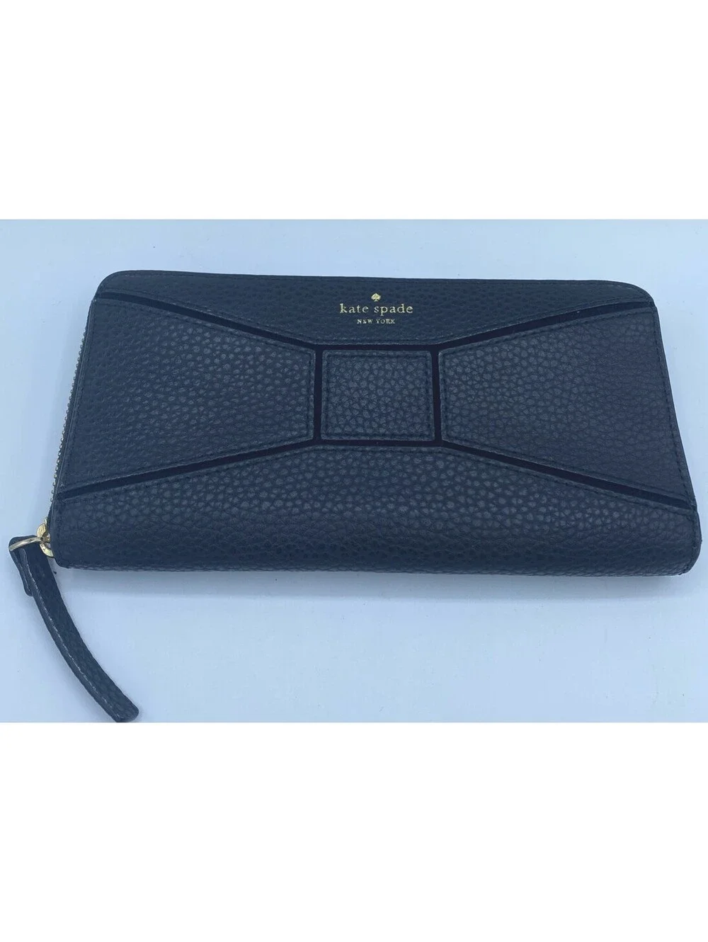Kate Spade Neda Bridge Place Black Pebble Leather Wallet Multi Pockets